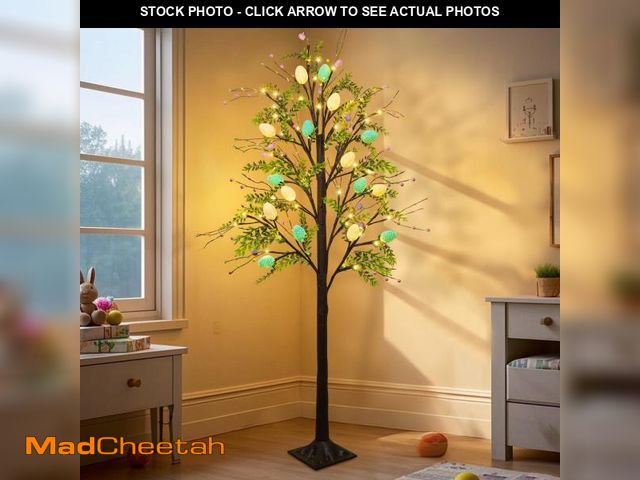 Lot 74-11549069 - DR.DUDU 5FT Lighted Easter Tree with Timer, Easter Decorations for Home &amp; Porch, Pre-Lit Egg Tre...