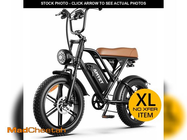 Lot 74-12598221 - (MISSING FRONT TIRE) AMYET G60 Peak 1500W Electric Bike, 20" Fat Tire E-Mountain Bikes, 48V 20Ah 32M...