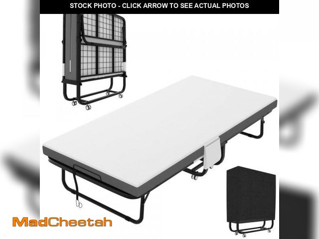 Lot 74-12495522 - VEIKOUS Gray Twin Folding Bed Rollaway Bed with Mattress and Metal Frame - UNUSED