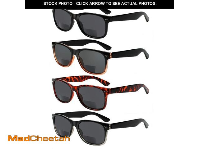 Lot 74-14213881 - Sumkyle 4 Pack Bifocal Reading Glasses Grey Lens Spring Hinge Outdoor Sunglasses Fashion Bifocal Sun...