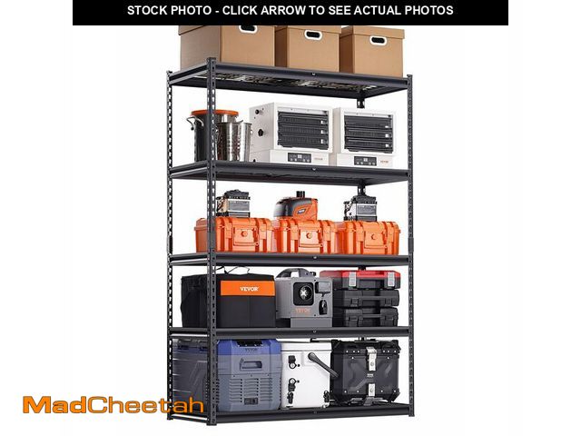 Lot 74-12784932 - VEVOR Storage Shelves, 3000 lbs, 5 Tier Heavy Duty Garage Shelving, 20" D x 48" W x 72" H Adjustable...