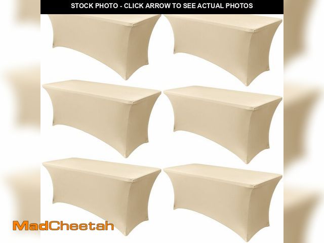 Lot 74-14337824 - Obstal 6 Pack Stretch Spandex Table Covers for 6 Foot Tables - 6 FT Universal Rectangular Fitted Tab...