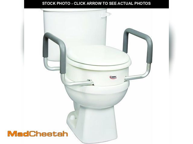 Lot 74-12695456 - Carex 3.5 Inch Raised Toilet Seat with Arms, Elongated Toilet Seat Riser, Up to 250 lbs Capacity, El...
