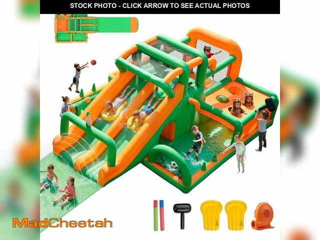 Lot 74-14604524 - (MISSING PUMP) Inflatable Water Slide Bounce House, Extra Large Double Slides Bouncer Castle, 840D+4...
