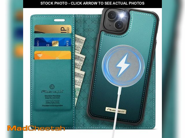 Lot 74-14384123 - PlusnapX Wallet Case for iPhone 15 Compatible with Magsafe, 2-in-1 PU Leather Flip RFID Blocking Car...