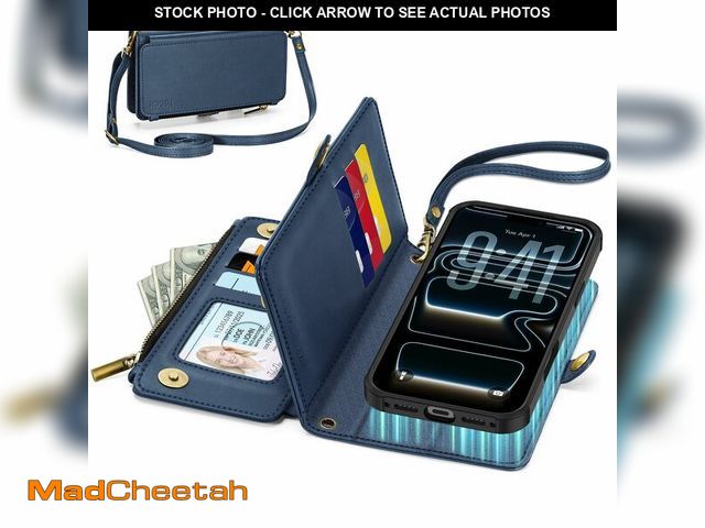 Lot 74-14154020 - TUCCH Crossbody Detachable Wallet Case for iPhone 17 Pro 6.3" 2025, 9 Card Holders RFID Blocking, Wi...