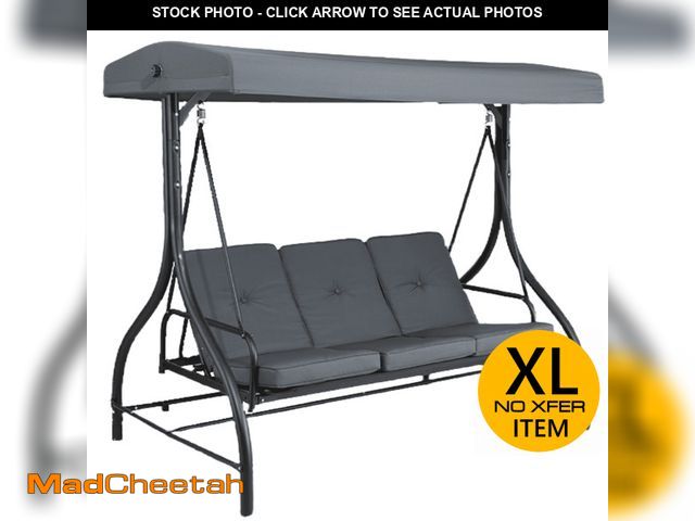 Lot 74-12670743 - Arlopu 3 Person Porch Swing Outdoor Converting Canopy Swing Glider with Canopy - USED