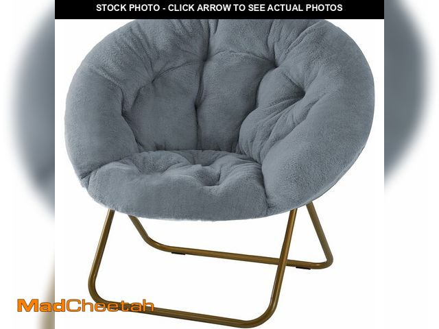 Lot 74-12664992 - DUMOS Comfy Saucer Chairs Cozy Faux Fur Soft Lounge Cute Folding Bedroom Living Room Seat Flexible R...