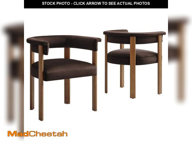 Lot 74-12787471 - MODWAY Imogen Performance Velvet Barrel Dining Chairs - Set of 2 in. Chocolate Brown Deep Brown - UN...