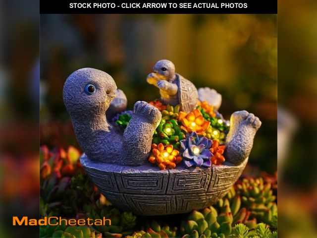 Lot 74-12976622 - Pohabery Solar Turtle Figurines Garden Decor, Cute Turtle Statue with Baby with 8 LED Solar Lights G...