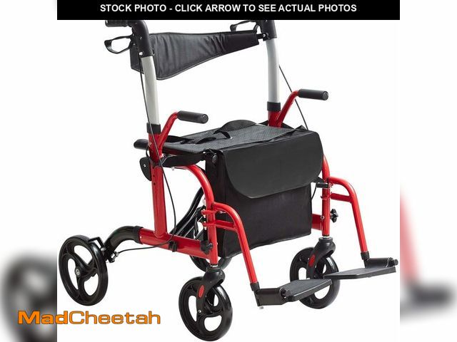Lot 74-12544452 - VEVOR 2 in 1 Rollator Walker &amp; Transport Chair for Seniors, Folding Rolling Walker Wheelchair Co...