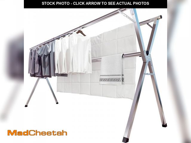 Lot 74-12401593 - Susuzi 79 Inches Clothes Drying Rack, Stainless Steel Garment Rack Adjustable and Foldable Laundry D...