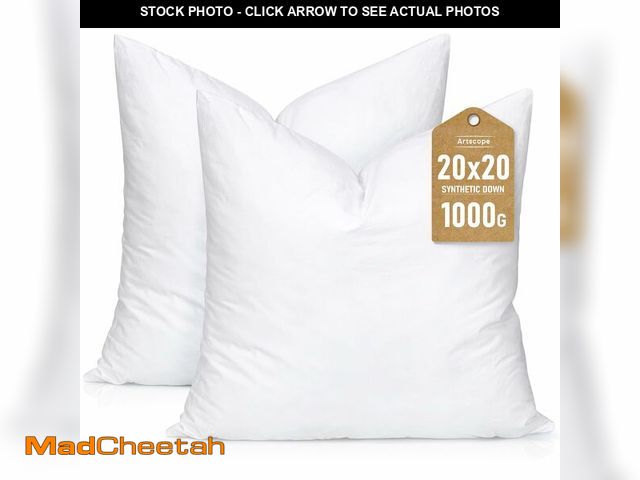 Lot 74-12709419 - Artscope Synthetic Down Pillow Insert, 20x20 Down Alternative Throw Pillow Insert. Ultra Soft Fluffy...