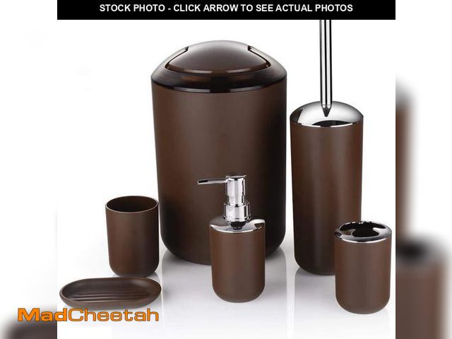 Lot 74-12302752 - 6 Pcs Plastic Bathroom Accessory Set Luxury Bath Accessories Bath Set Lotion Bottles, Toothbrush Hol...
