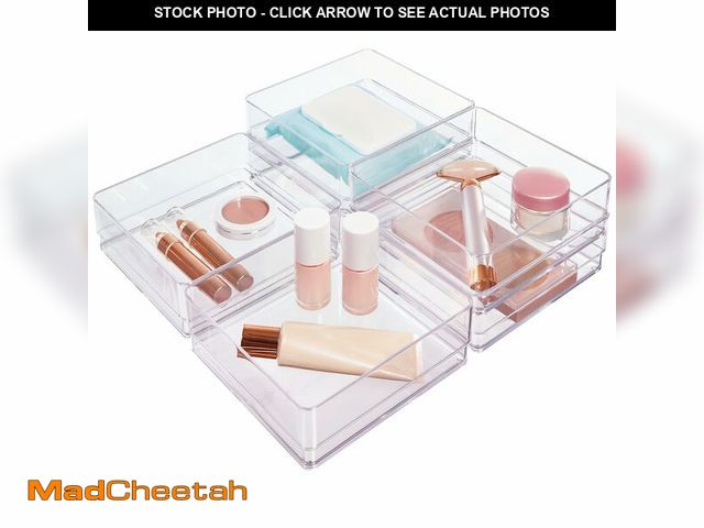 Lot 74-14053152 - STORi SimpleSort 6-Piece Stackable Clear Drawer Organizer Set | 6" x 6" x 2" Square Trays | Small Ma...