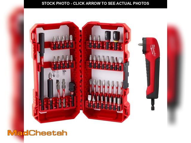 Lot 74-13693377 - Milwaukee SHOCKWAVE Impact Duty Alloy Steel Screw Driver Bit Set (45-Piece) W/ SHOCKWAVE Right Angle...