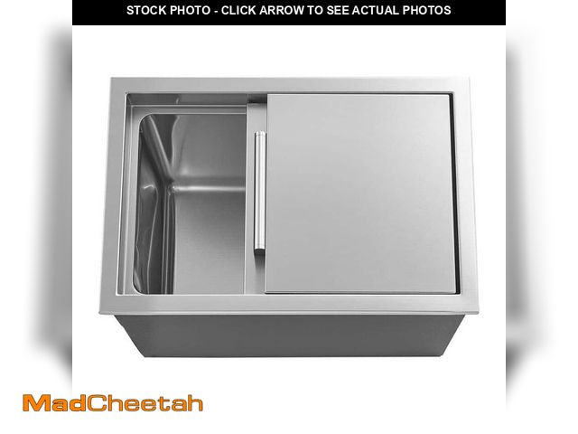 Lot 74-14115528 - SVOPES Stainless Steel Drop-in Ice Chest, 18 in. L x 12 in. W x 15 in. H, 28.6 qt. Cooler with Slidi...