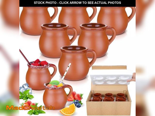 Lot 74-12307018 - Gejoy Pack of 6 12 oz Cantaritos De Barro Clay Cups Mexican Clay Mugs Fiesta De Barro Mexicanos Coff...