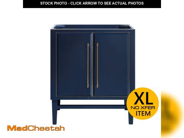 Lot 74-14274952 - Avanity Mason 30 in. Bath Vanity Cabinet Only in Navy Blue with Gold Trim - UNUSED