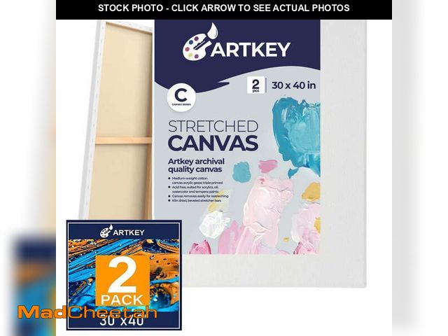 Lot 74-14259275 - Artkey White Stretched Canvas for Paintings, 30"x40"-2 pack,100% Cotton Acid-Free for Adult - UNUSED