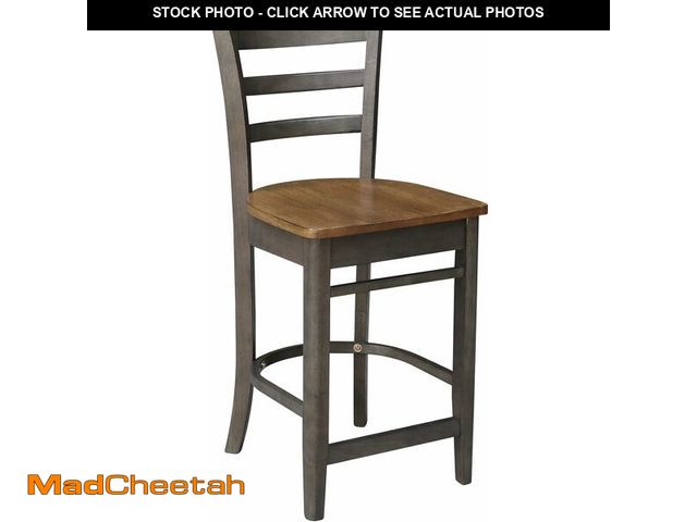 Lot 74-13042153 - (MISSING HARDWARE) International Concepts Emily Counterheight Stool - 24-inch Seat Height, Hickory/W...