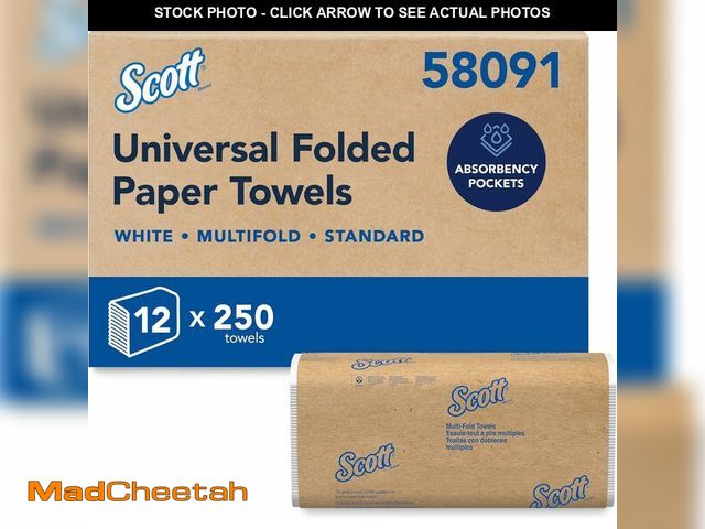 Lot 74-14068369 - Scott Professional Universal Multifold Paper Towels, Bulk (58091), Absorbency Pockets, White, 9.2"x9...