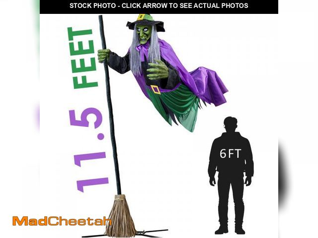 Lot 74-12511739 - Halloween Decorations - Halloween Decorations Outdoor - 11.5 Ft Animated Hovering Witch Animatronics...