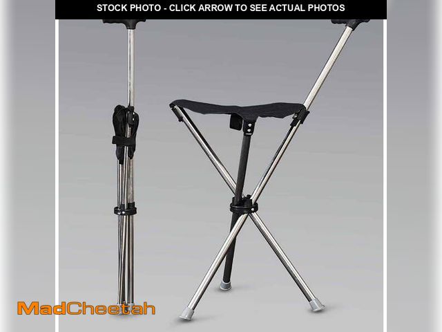 Lot 74-14354202 - LCOKEIY Lightweight Folding Cane with Seat for Seniors, Outdoor Travel Use, Black, 32" Cane Height -...