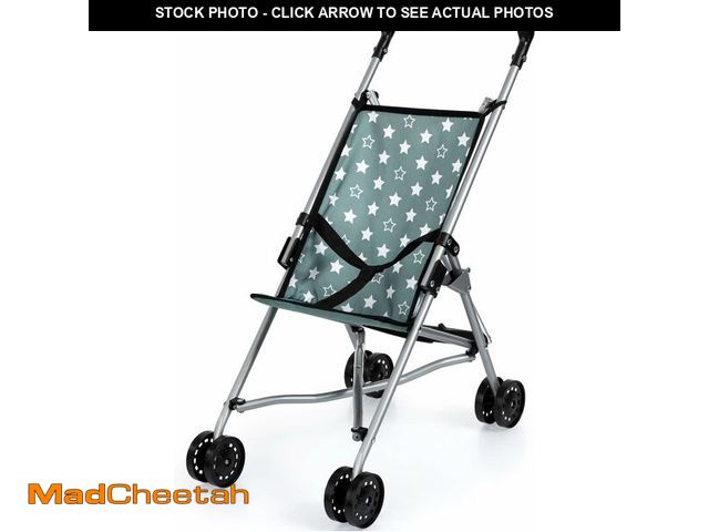 Lot 74-13733590 - Bayer Umbrella Stroller for Dolls - Green &amp; White Stars, Compact Foldable Design, Ages 3+ - UNUS...