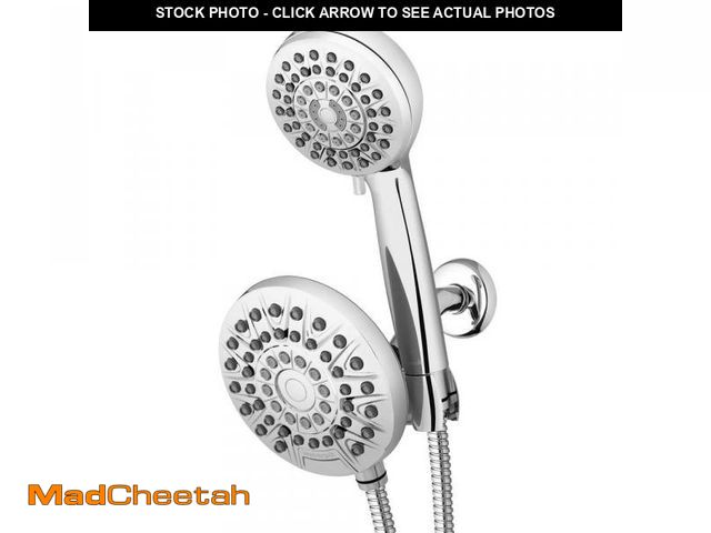 Lot 74-12463210 - Waterpik 8-Spray Patterns with 1.8 GPM 6.25 in. Wall Mount Dual Shower Head and Handheld Shower Head...