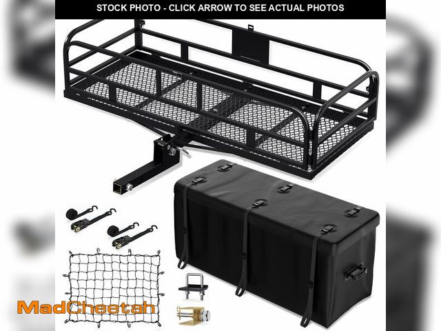 Lot 74-12660111 - Hitch Cargo Carrier 500 LBS Capacity Vehicle Trailer Baskets 60" x 24" x 14" Fits 2" Receiver with W...