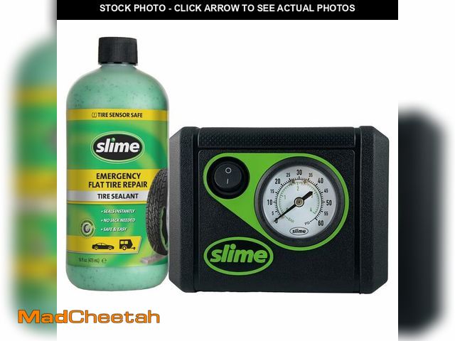 Lot 74-14064657 - Slime 50107 Flat Tire Puncture Repair, Smart Spair, Emergency Kit For Car Tires, Includes Sealant An...