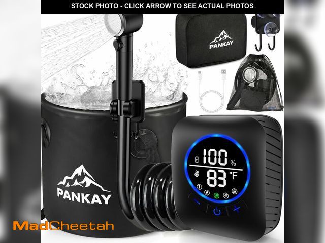 Lot 74-14063607 - Portable Shower for Camping, 8000mAh Rechargeable Camping Shower Pump with XL Foldable Bucket, IPX8 ...