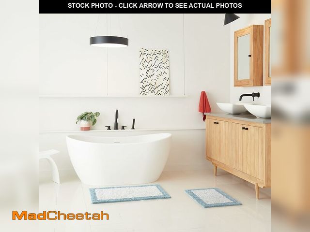 Lot 74-12759979 - Chic Home Laudine Elegant 2-Piece Cotton Bathroom Rug Set, Plush Luxurious Tufted Two-Tone Border No...