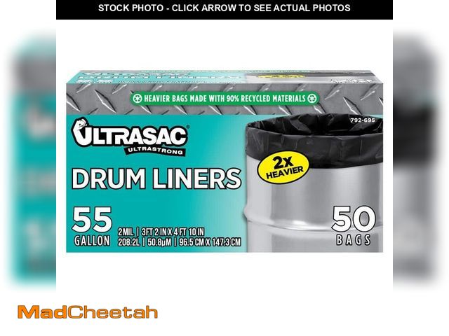 Lot 74-14343202 - Ultrasac 55 Gal. Drum Liner Trash Bags (50 Count) - UNUSED