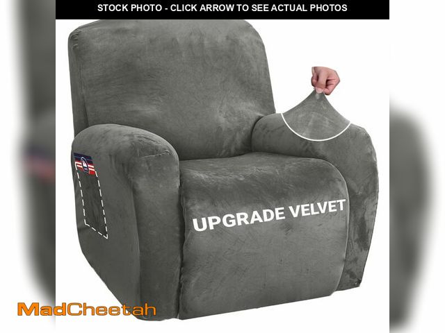 Lot 74-13550819 - ZNSAYOTX Stretch Velvet Recliner Cover 4-Pieces, Thick Soft Recliner Chair Slipcover with Pocket, No...