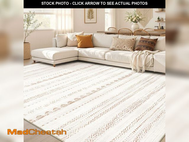 Lot 74-14383303 - Nakagishi Area Rug Living Room Rugs: 5x7 Large Soft Machine Washable Boho Moroccan FarmNeutral Stain...