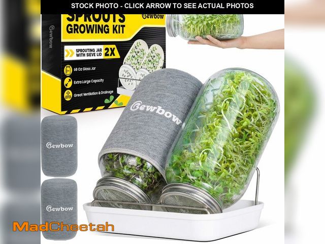 Lot 74-14263094 - [LARGE SIZE] 2000ml(68oz) Seed Sprouting Mason Jar Kit with Stand,Drain Tray, Screen Lids,Blackout S...