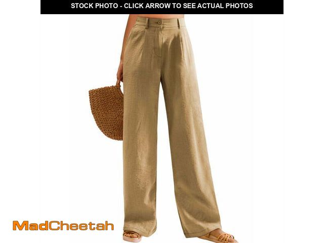Lot 74-14607962 - Womens Casual Wide Leg Pants High Waisted Button Down Straight Long Trousers Palazzo Pants Slacks wi...