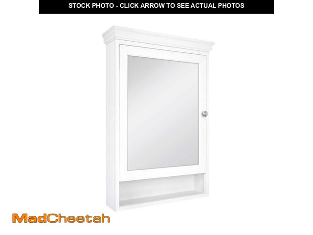 Lot 74-14440064 - 23-1/2 in. W x 32-1/2 in. H Framed Surface-Mount Bathroom Medicine Cabinet with Mirror, White - USED