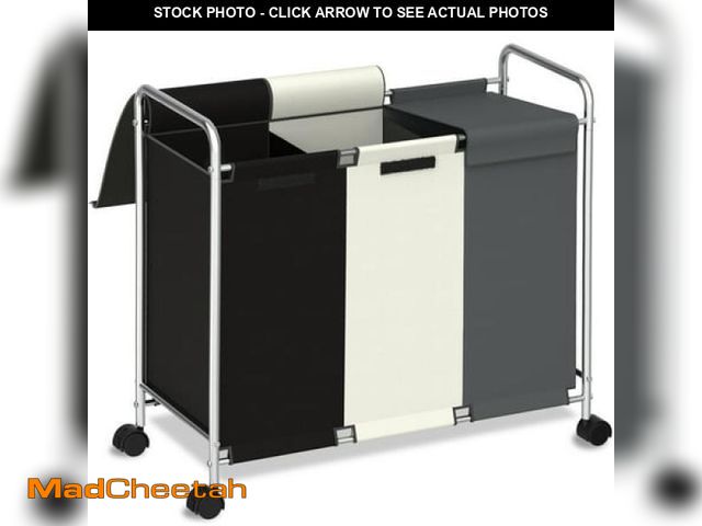 Lot 74-12157804 - Nefoso Laundry Hamper Sorter 150L Large 3 Section Laundry Basket 600D Oxford Fabric with Wheels and ...