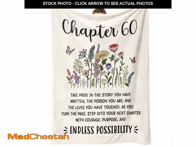 Lot 74-13987632 - Afterprints 60th Birthday Gifts for Women, Chapter 60 Birthday Blanket, 60 Year Old Bday Gift for Wo...