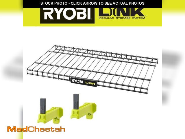 Lot 74-12784196 - *MISSING BRACKETS* RYOBI LINK 21 in. Wire Shelf with LINK 2-In-1 Shelving Bracket (2-Pack) *MISSING ...