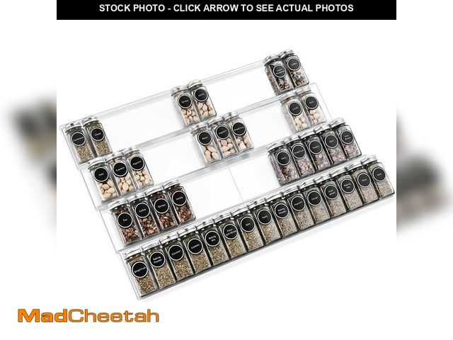 Lot 74-12715136 - Mulush Acrylic Spice Rack Tray - Spice Drawer Organizer for Kitchen Cabinets Storage and Organizatio...