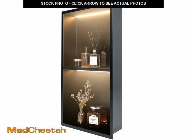 Lot 74-13564435 - WICHEMI Stainless Steel Shower Niche 12" X 24", No Tile Needed Wall Niche with LED Light, Recessed S...