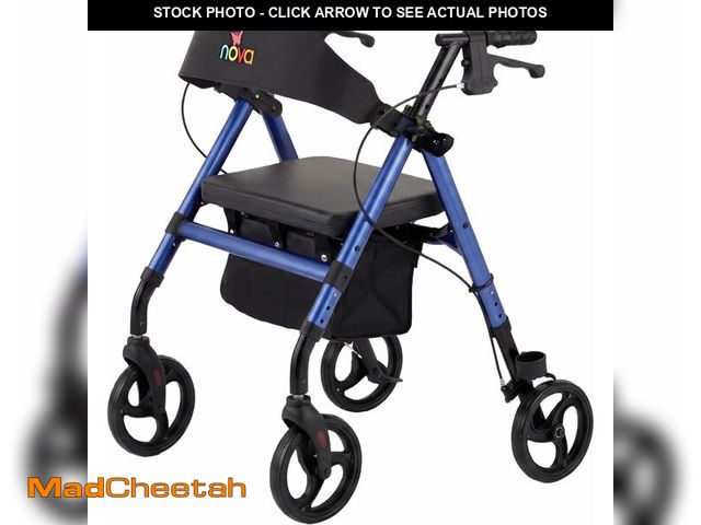 Lot 74-13733910 - NOVA Vega Rollator Walker - Lightweight 18 lb Folding Mobility Walker, 8" Wheels, Adjustable Height,...