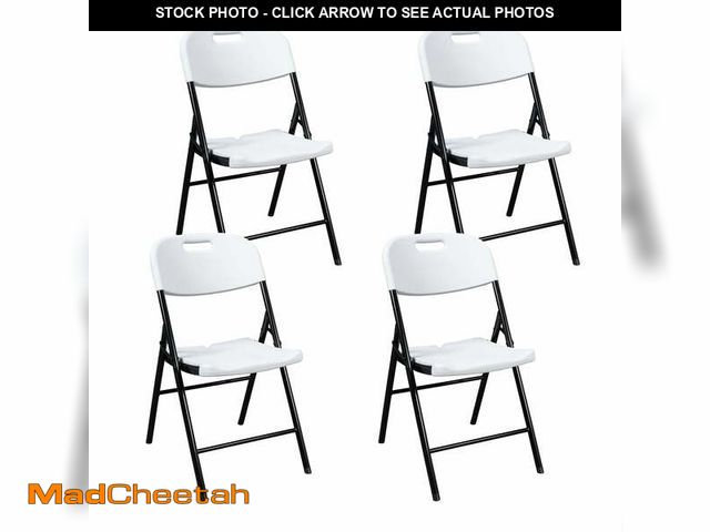 Lot 74-14261112 - Ktaxon 4 Packs Portable Plastic Folding Chair w/ Handle White for Party Wedding Camping Picnic, Adul...