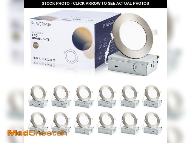 Lot 74-12599349 - 12 Pack Recessed Lighting 4 Inch with Junction Box, 5CCT 4 Inch Brushed Nickel LED Recessed Lights D...