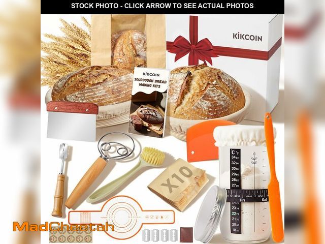 Lot 74-14269077 - Kikcoin 13 PCS Sourdough Starter Kit with Round &amp; Oval Banneton, Sourdough Bread Baking Supplies...
