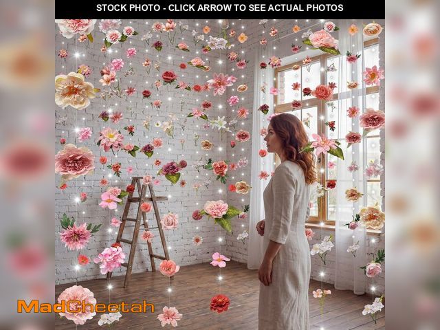 Lot 74-14272745 - Suncalla 6 Pack 35.4ft Fake Flower Garland Backdrop with LED Lights Hanging Wildflower Floral Vine D...